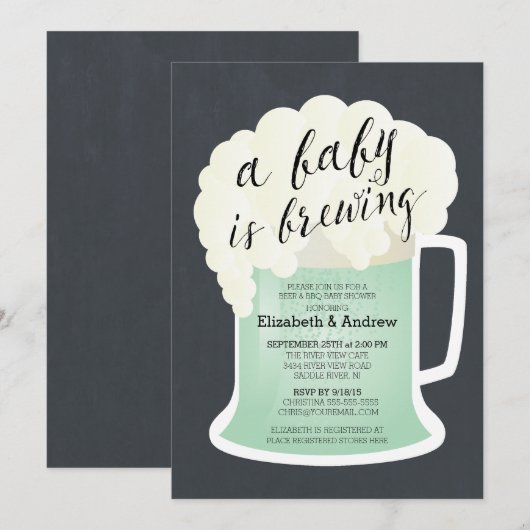 Schattigee Koppels Neutraal Baby shower Baby Brewi Kaart (Voorkant / Achterkant)