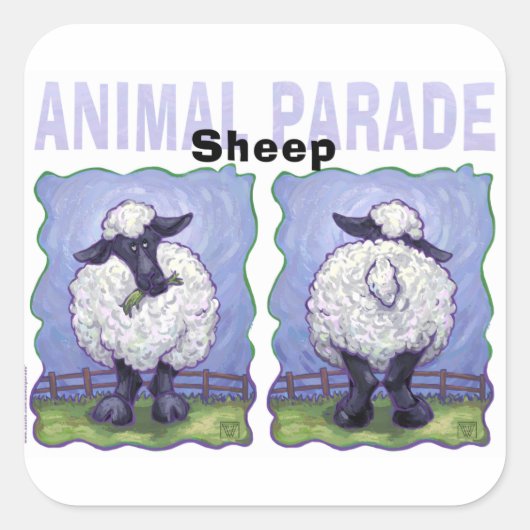 Schattigee koppen en staarten Schapen Vierkante Sticker (Voorkant)