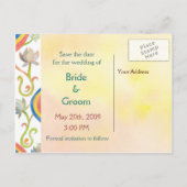 Schattigee koreaanse bruid en bruidegom: sla de da aankondigingskaart (Achterkant)