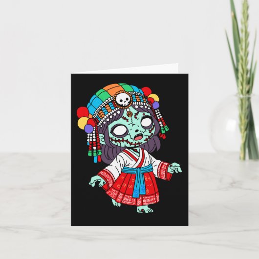 Schattigee koreaanse zombie notitiekaartje (Voorkant)