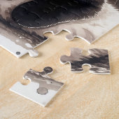 Schattigee korte haar zwarte kat legpuzzel (Zijkant)