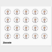 Schattigee korte haarbakker Kawaii Graphic Bedankt Ronde Sticker (Vel)