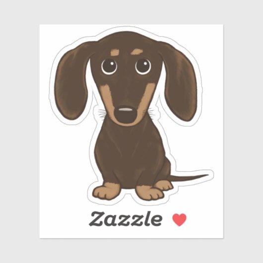 Schattigee kortharige chocolade dachshund Cartoon Sticker (Vel)