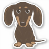 Schattigee kortharige chocolade dachshund Cartoon Sticker (Voorkant)