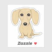 Schattigee kortharige crème dachshund cartoon hond sticker (Vel)