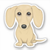 Schattigee kortharige crème dachshund cartoon hond sticker (Voorkant)
