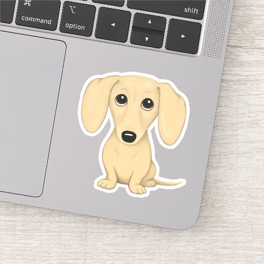 Schattigee kortharige crème dachshund cartoon hond sticker (Detail)