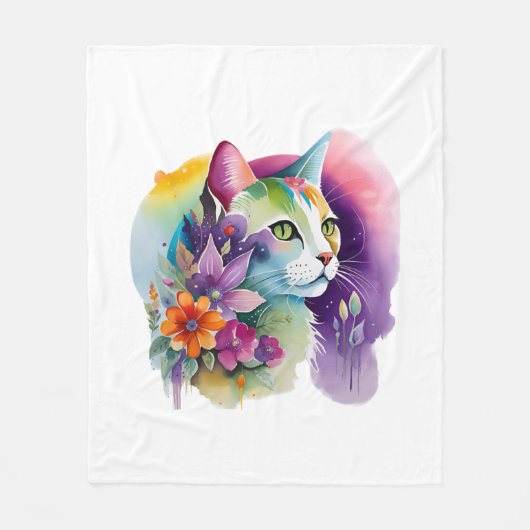 Schattigee kosmische bohemian cat fleece deken (Voorkant)