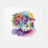 Schattigee kosmische bohemian cat fleece deken (Voorkant (Horizontaal))