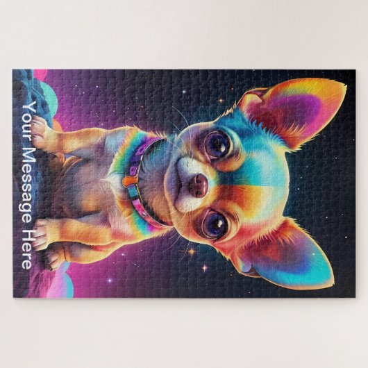 Schattigee Kosmische Chihuahua Surrealistische Reg Legpuzzel (Horizontaal)