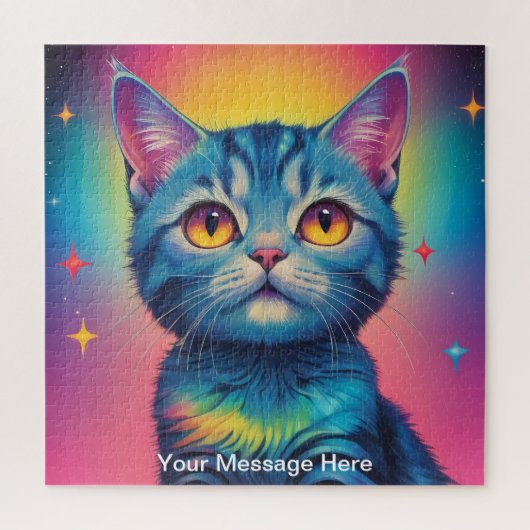 Schattigee Kosmische Kitten Levendige Surrealistis Legpuzzel (Verticaal)