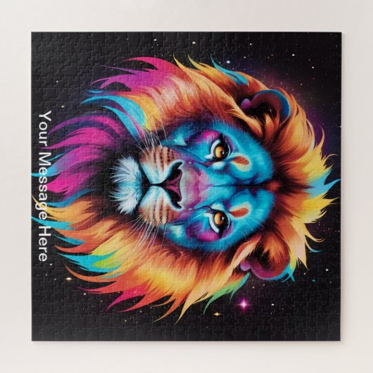 Schattigee Kosmische Leeuw Levendige Surrealistisc Legpuzzel (Horizontaal)