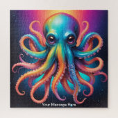 Schattigee kosmische octopus levendige surrealisti legpuzzel (Verticaal)