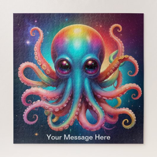 Schattigee kosmische octopus surrealistische regen legpuzzel (Verticaal)