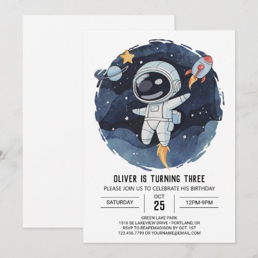 Schattigee kosmische online astronaut jongen verja kaart (Voorkant / Achterkant)