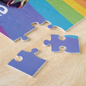 Schattigee Kosmische Puppy Dog Levendige Surrealis Legpuzzel (Zijkant)