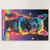 Schattigee Kosmische Puppy Dog Levendige Surrealis Legpuzzel (Horizontaal)