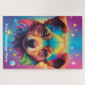 Schattigee Kosmische Puppy Dog Surrealistische Reg Legpuzzel (Horizontaal)