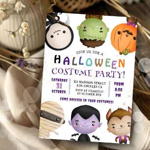 Schattigee Kostuum Kinder Halloween Party Uitnodig Kaart