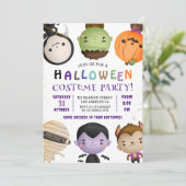 Schattigee Kostuum Kinder Halloween Party Uitnodig Kaart (Staand voorkant)