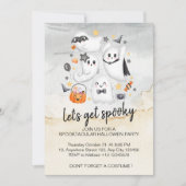 Schattigee Kostuum Spooky Ghost Pumpkin Halloween Kaart (Voorkant)