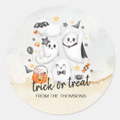 Schattigee Kostuum Spooky Ghost Pumpkin Halloween Ronde Sticker (Voorkant)