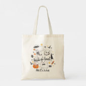 Schattigee Kostuum Spooky Ghost Pumpkin Halloween Tote Bag (Achterkant)