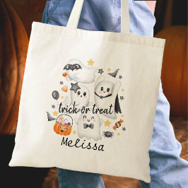 Schattigee Kostuum Spooky Ghost Pumpkin Halloween Tote Bag