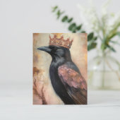 Schattigee kraai in een kroon briefkaart (Staand voorkant)