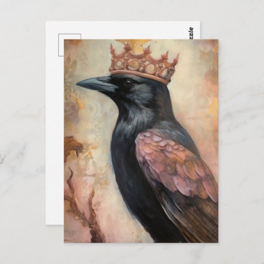 Schattigee kraai in een kroon briefkaart (Voorkant / Achterkant)