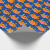 Schattigee krab blauwe tekening oceaan cadeaupapier (Hoek)