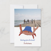 Schattigee krab gepersonaliseerde strand fotokaart