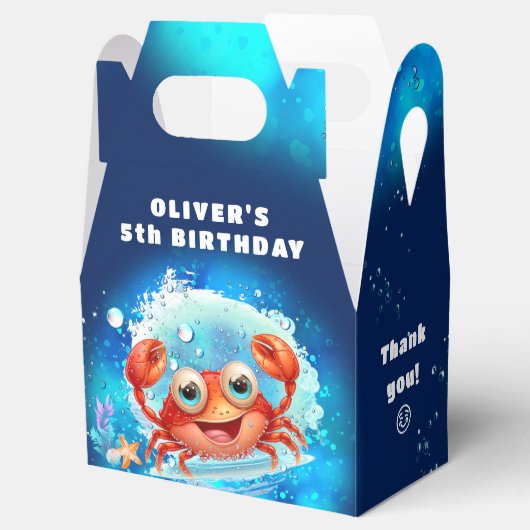 Schattigee krab jongen verjaardagsmarine blauw zwe bedankdoosjes (Geopend)