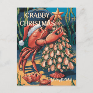 Schattigee krab kerstnaam briefkaart