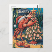 Schattigee krab kerstnaam briefkaart (Voorkant / Achterkant)