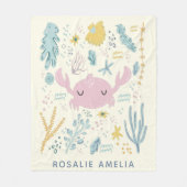 Schattigee Krab Onderwater Schelpen Pastels Custom Fleece Deken (Voorkant)