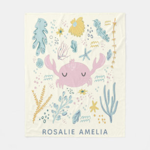Schattigee Krab Onderwater Schelpen Pastels Custom Fleece Deken
