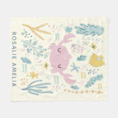 Schattigee Krab Onderwater Schelpen Pastels Custom Fleece Deken (Voorkant (Horizontaal))