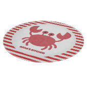 Schattigee krab - rode & witte strepen gepersonali snijplank (Hoek)
