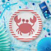 Schattigee krab - rood & wit strepen papier Bord (Feest)