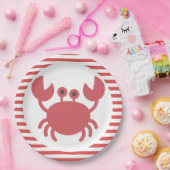 Schattigee krab - rood & wit strepen papier Bord (Feest)