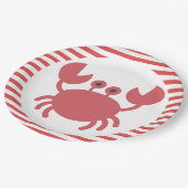 Schattigee krab - rood & wit strepen papier Bord (Gekanteld)
