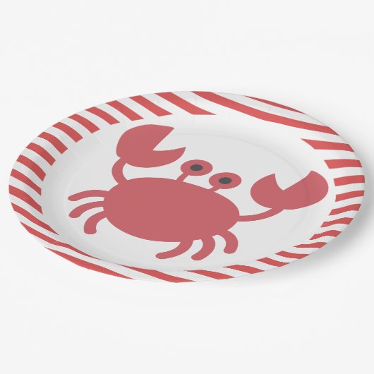 Schattigee krab - rood & wit strepen papier Bord (Gekanteld)