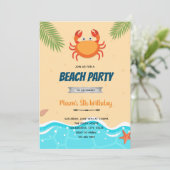 Schattigee krab verjaardagsuitnodiging kaart (Staand voorkant)