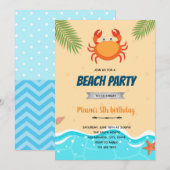 Schattigee krab verjaardagsuitnodiging kaart (Voorkant / Achterkant)