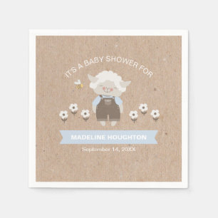 Schattigee Kraft Blue Lamb Boy Baby shower servet