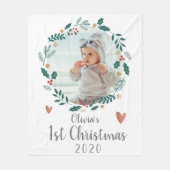 Schattigee  Krans Baby Eerste Kerstfoto Fleece Deken (Voorkant)