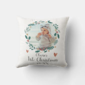 Schattigee  Krans Baby Eerste Kerstfoto Kussen (Achterkant)