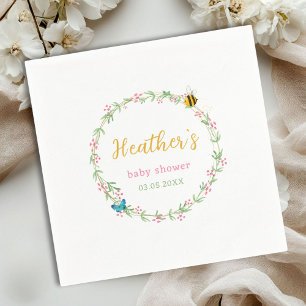 Schattigee krans, bijen & vlinder Baby shower Servet