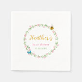 Schattigee krans, bijen & vlinder Baby shower Servet (Voorkant)